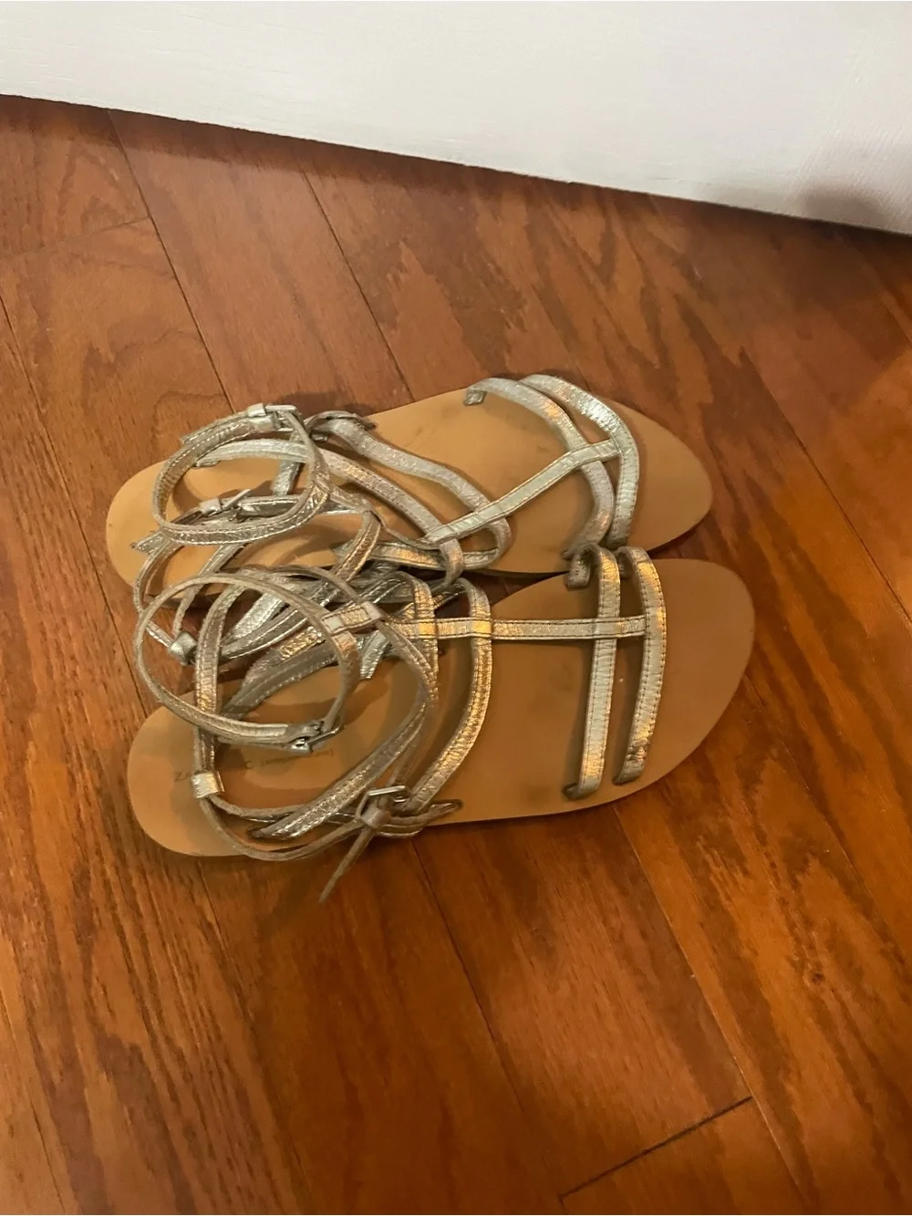 Zara Silver Strappy Gladiator Sandals - Picture 5 of 6